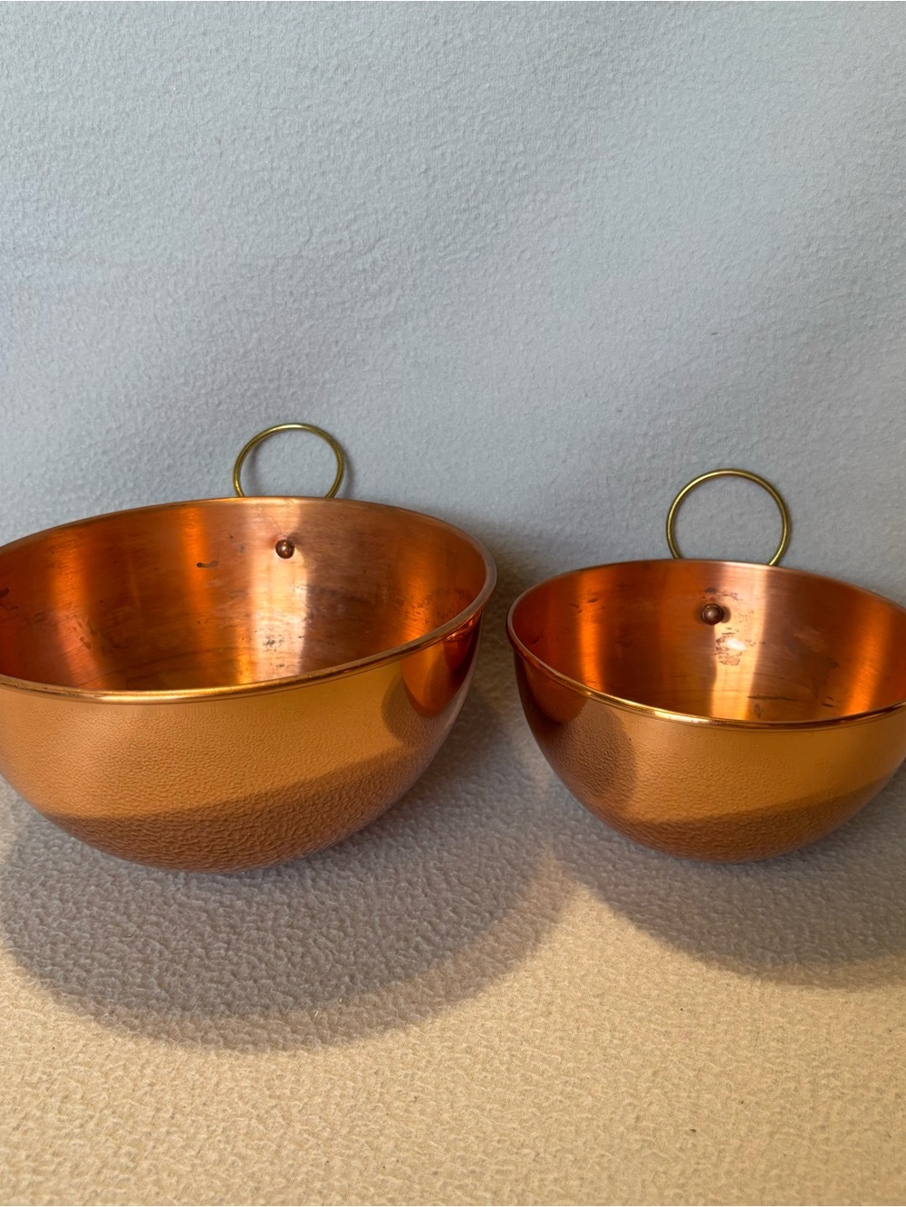 O.D.I. made in Portugal Copper-Colored Decorative Hanging Mixing Whisking Bowls